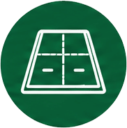 White outlined grid/floor-plan icon inside a green circular badge; suggests a layout or blueprint view