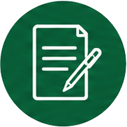Editable document icon: white sheet with lines and a pencil on a green circular background, indicating edit/create a document