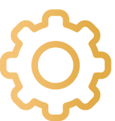 Settings icon: an orange gear indicating access to settings or preferences button