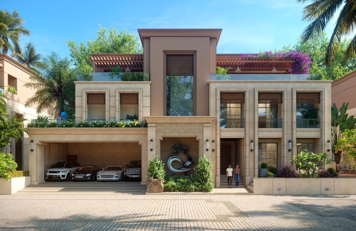 Modern villa exterior - LORDS OF THE LANDS Modern villa exterior with landscaped garden — Lords of the Lands