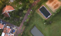Aerial view of gated homes with pools — Lords of the Lands